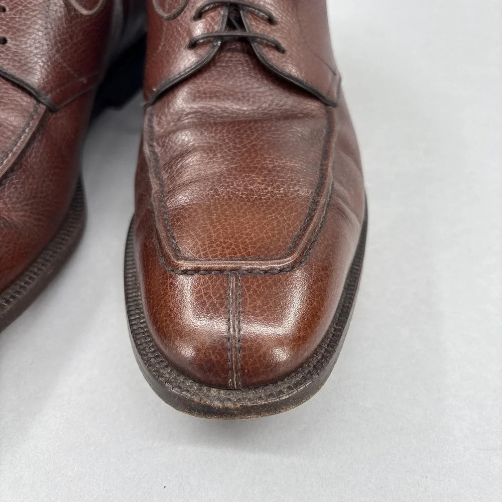 Salvatore Ferragamo Shoes Mens Size 10.5 Brown Lace Up‎ Split Toe Derby Italy